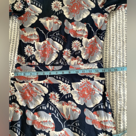 Tory Burch Womens Long Sleeve Dress Size S Navy and Grey Flowers Print - Picture 9 of 10